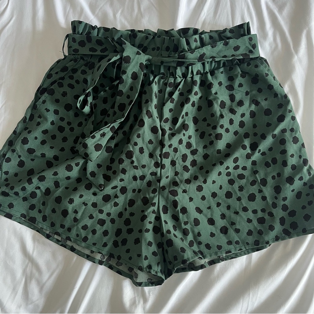 Polka Dot Summer Lightweight Tie Belt Flowy Shorts Womens Large